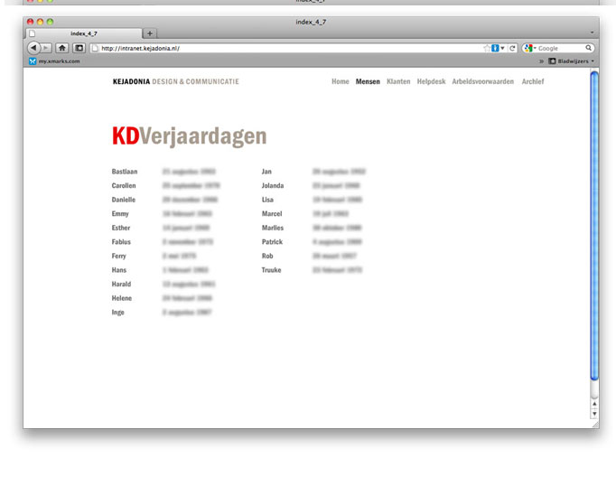 Intranet Verjaardagen